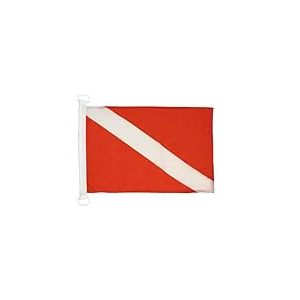 AZ FLAG - Drapeau Pavillon de plongée sous-marine - 45x30 cm - Pavillon Nautique Pavillon Rouge Spécial Bateau Et Extérieur En Maille Bloquée Avec Anneaux Plastiques Intégrés - 30g