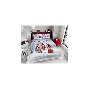 GC GAVENO CAVAILIA Parure de lit Super Douce avec Housse de Couette House de Couette Motif Flocon de Neige pour lit Double, Gris/Rouge