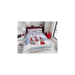 GC GAVENO CAVAILIA Parure de lit Super Douce avec Housse de Couette Motif Flocon de Neige pour lit Double, Gris/Rouge