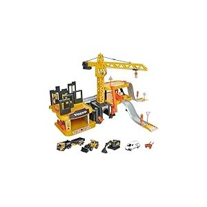 Majorette Creatix Grand Chantier - Kit de Jeu de Chantier XXL avec 5 véhicules de Chantier Volvo, Grue, Tunnel, Garage, Trois Niveaux, pour garçons et Filles à partir de 5 Ans, Jaune