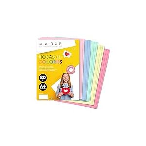 Papier A4 Couleur - Feuilles A4 80g Pour Imprimante Jet d'Encre et Laser, Ramette Papier Pour Loisirs Créatifs, Bricolage et Décoration M-office (50 feuilles, Sélection Pastel)