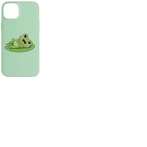 Grenouille Mignonne sur lys et Tapis Souriant joyeusement Coque pour iPhone 14 Plus