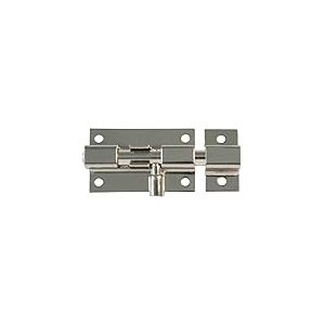 Amig - Verrou porte Mod. 390 | Targette de porte en Acier | Loquet de porte finission Plaqué Nickel | 60 mm | Serrure de porte ou fenêtre | Installation avec vis tire-fonds | Boulons pour porte