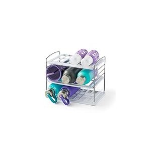 YouCopia UpSpace Organiseur de bouteille d'eau réglable pour placard de cuisine et garde-manger, porte-gobelets et bouteille de vin, 3 étagères, blanc