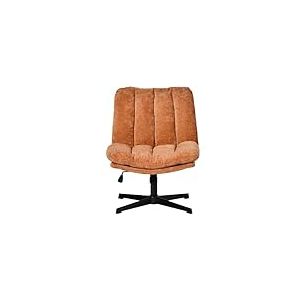 Meuble Cosy Fauteuil Salon Chaise Pivotant sur 360&deg;, R&eacute;glable en Hauteur, sans roulettes Accoudoirs, Jambes Crois&eacute;es avec Assise &Eacute;pais Dossier, en Tissu Chenille, Rouge