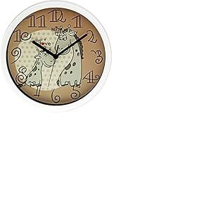 MPM Horloge Murale colorée pour Enfant en Plastique avec Motif Girafe, Blanc/Marron | Décoration Murale idéale pour Une Chambre d'enfant | Moteur Pas à Quartz, évacuation sans frottement