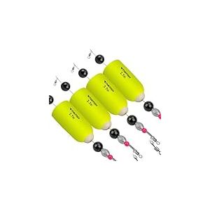 THKFISH Flotteur Peche en Mer Bouchon Peche Flotteurs Pond&eacute;r&eacute;s Popping Cork Bouchon de Peche Truite 4 Pi&egrave;ces Jaune-24g