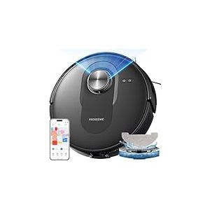 Proscenic Q8 Aspirateur Robot,6000Pa 200Mins Robot Aspirateur Laveur avec Serpillière,Navigation Lidar,Multi-étage Cartographie pour Poils Animaux Tapis Sols Durs,Connecté App Alexa Siri IFTTT