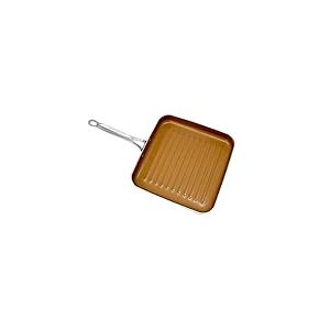 Po&ecirc;le &agrave; Griller en Acier Gotham &mdash; Po&ecirc;le &agrave; Griller carr&eacute;e en Aluminium 10.5 &raquo; avec Surface antiadh&eacute;sive, Sear Ridges et poign&eacute;e en Acier Inoxydable