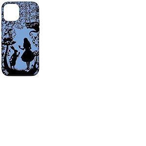 Coque pour iPhone 12/12 Pro Alice au pays des merveilles avec silhouette de chat et de chenille