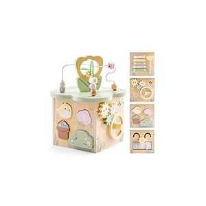 ROBUD Cube de motricité en Bois, Jouet de motricité à partir de 1 an, Cube d'activité à partir de 12 Mois, Cube d'activité pour Tout-Petits