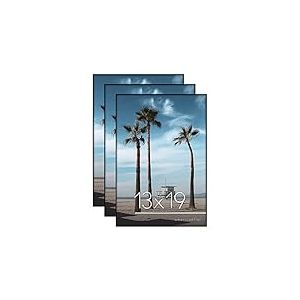 Americanflat Lot de 3 cadres photo fins en plastique sans cadre avec verre incassable - Format horizontal et vertical - 33 x 48 cm - Noir