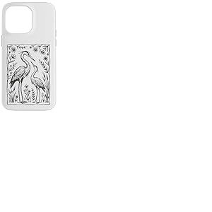 H&eacute;rons Fleurs Illustration Fleurs Sauvages Coque pour iPhone 14 Pro Max