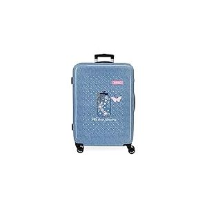 Enso We Love Flowers Valise moyenne bleue 48 x 68 x 26 cm rigide ABS Fermeture &agrave; combinaison lat&eacute;rale 70 l 3 kg 4 roues doubles