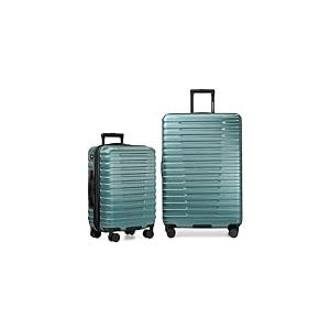 U.S. Traveler Boren Polycarbonate Hardside Rugged Travel Suitcase Luggage with 8 Spinner Wheels, Aluminum Handle, Teal, 2-Piece Set, USB Port in Carry-on