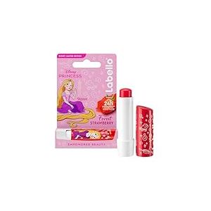 LABELLO Baume à lèvres Édition Limitée Disney Princesse Raiponce Forest Strawberry 1x 4,8 g — Stick à lèvres hydratant pour enfants — Baume parfumé à la fraise