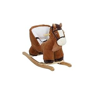AIYAPLAY Cheval à Bascule pour Enfants Jouet à Bascule bébé Animal à Bascule avec Effet sonore, Base en Bois, Ceinture de sécurité, Cadeau pour garçons et Filles de 18 à 36 Mois - Marron