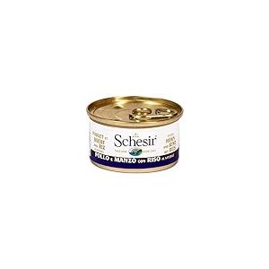 Schesir Cat Natural Filet de Poulet avec Filet de b&oelig;uf et Riz, Nourriture pour Chat mouill&eacute;e dans Son Propre jus, 24 bo&icirc;tes de 85 g