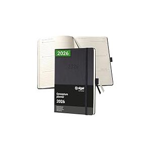 SIGEL C2612 Agenda semainier 2026, A5, couverture rigide | Calendrier, Planificateur, Agenda hebdomadaire, Organisateur, Journal | noir - Conceptum