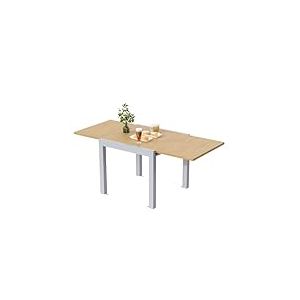 JUMMICO Table de Jardin, Extensible, en Aluminium, Table &agrave; Manger, de Camping, Table Pliante Ext&eacute;rieure, Table de Balcon, Pieds R&eacute;glables, 80 x 160 cm, Naturel
