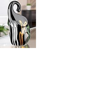 GILDE Figurine en céramique Scuro éléphant émaillé Noir 26 cm de Haut, 14 cm de Large, 13 cm de Profondeur