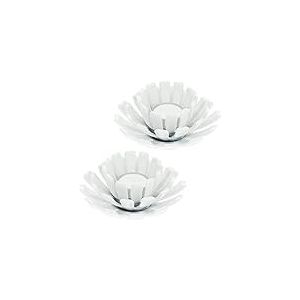 Relaxdays Porte-Bougies, Lot de 2, Design Fleur, bougeoir Fonte, intérieur, extérieur, HxD: 6x13,5 cm, Blanc