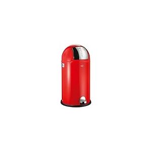 WESCO Poubelle à pédale Kickboy de couleur rouge, tôle d'acier revêtue par pulvérisation, volume de 40 litres, rabat en acier inoxydable, pédale en plastique chromé