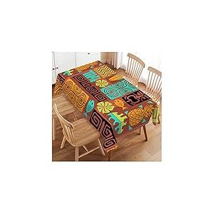 Swono Nappe rectangulaire décorative à motif africain, motif géométrique exotique, ananas, poissons, nappe de table de cuisine en polyester pour salle à manger, barbecue, pique-nique, table basse, 127
