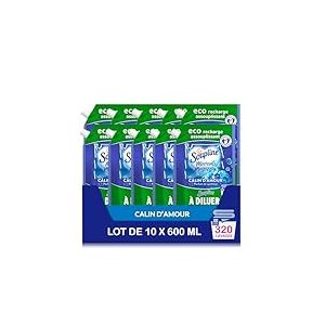 SOUPLINE - Eco-Recharge - Adoucissant à diluer - Moments Magiques - Câlin d'Amour - Lot de 10 x 600ml
