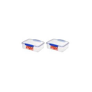 Sistema KLIP IT Food Storage Container | 2 L | Airtight & Stackable Food Container with Clip-Close Lid | BPA-Free | Blue Clips | 1 Count (Lot de 2)