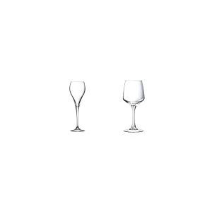 Arcoroc J1478 Flûte à Champagne Brio, Verre Ultra Transparent, 16 cl & Verre A Pied TREMPÉ LINEAL 25 CL