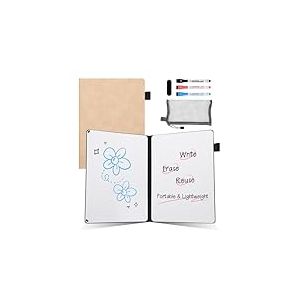 AGM Mini tableau blanc A5 portable avec 3 stylos de couleur et gomme, pour bureau, &eacute;tude, salle de classe et usage domestique - Rose