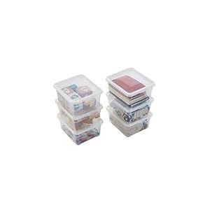Sundis Clear Box, lot de 6 boîtes de rangement 2L en plastique transparent, avec couvercle, superposables et empilables, idéales pour les petits objets de la maison et du bureau
