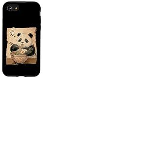 Funny Panda Mangeant des Ramen Japonais Kawaii Anime Vintage Coque pour iPhone SE (2020) / 7/8