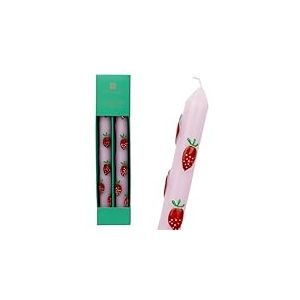 Lot de 2 bougies peintes &agrave; la main en forme de fraises roses 3D | Cadeau id&eacute;al pour un anniversaire ou la f&ecirc;te des m&egrave;res non parfum&eacute;es, 8 heures de combustion &ndash; Emballage respectueux de