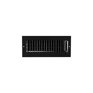 Diffuseur d'air réglable de 25,4 x 10,2 cm – Couvercle d'aération CVC sur le côté ou le plafond – Registre de grille – Débit d'air élevé – Noir [Dimensions extérieures : 29,8 cm de large x 14,6 cm de