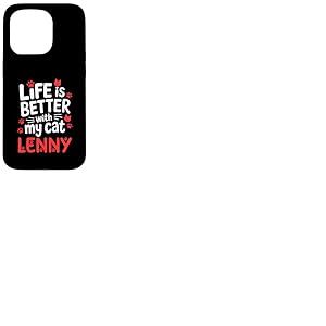 Nom du Chat Lenny Life is Better with My Cat Lenny Coque pour iPhone 15 Pro