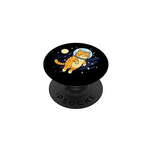 Chat Astronaute Spatial Lune Amoureux des Animaux Maman Papa Enfants PopSockets PopGrip Adhésif