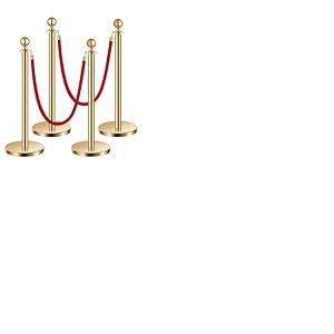 VEVOR Poteau de guidage, 4 pcs, barri&egrave;re de balisage pour contr&ocirc;le de foules, avec base creuse, 2 cordes velours rouge et poteaux dor&eacute;s en acier inoxydable, pour file d'attente en public, h&ocirc;tel, f&ecirc;te