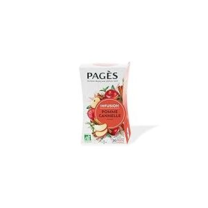 Pagès - Infusion BIO Saveur Pomme Cannelle - Recette Gourmande - Ingrédients 100% Issus de l'Agriculture Biologique - Boîte de 20 Sachets, 100% Végétal