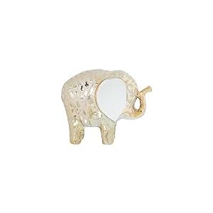 DRW Figurine d'un éléphant en céramique dorée et Blanche 8 x 17 x 13 cm