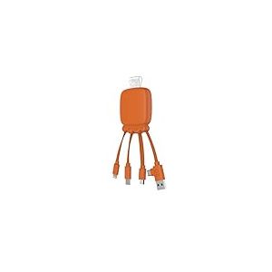 Xoopar Câble Multi Connecteurs USB - Hub USB 4 en 1 : USB C, USB et Micro USB - Câble Chargeur Universel et Batterie Externe - Câble Multi téléphone - Octopus Gamma (Orange)