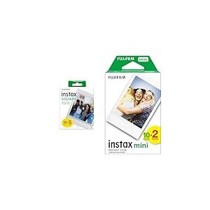 instax 70100147085 Film carré, Bordure Blanc, 50 Unité & Fujifilm instax - Twin Films pour Mini - 86 x 54 mm - 20 Count (Pack of 1)
