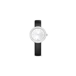 Swarovski Montre Matrix Tennis, Lunette pav&eacute;e de Cristaux, Bracelet en Cuir Noir avec Finition satin&eacute;e, fabriqu&eacute;e en Suisse, &eacute;tanche 50 m, bo&icirc;tier 30 mm, Acier Inoxydable