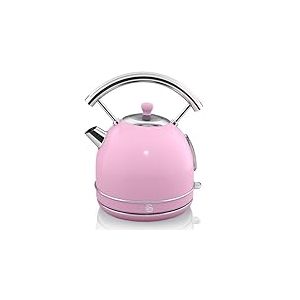 Swan Retro Bouilloire Électrique 1,8 Litre, Design Vintage, Arrêt Automatique Contrôleur Strix, Sans fil, Acier Inoxydable, sans BPA, 3000W, Rose