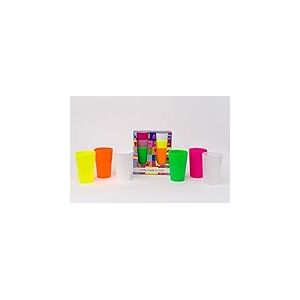 Mojito Design - Lot de 6 Verres à Cocktail en Plastique, Multicolore, 7,8 x 7,8 x 11,5 cm, 35 cl