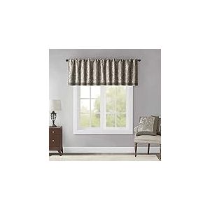 Madison Park Aubrey Cantonnière en Jacquard avec Passe-Tringle, cantonnière Classique et élégante en Soie pour fenêtres, 127 x 45,7 cm, Bleu