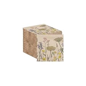Talking Tables | 2 Plis, 33 cm, Lot de 100 Serviettes en Papier recyclé Doux, Serviettes de Florales, Restauration, respectueuses de l'environnement, Kraft Non Blanchi, Recyclable Fabriqué en UE