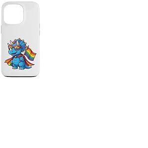 Triceratops Gay Pride LGBT Lunettes de soleil Cape Rainbow Flag Coque pour iPhone 13 Pro