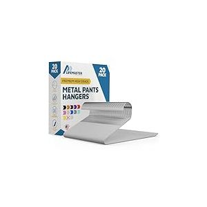 LifeMaster Lot de 20 cintres antid&eacute;rapants en m&eacute;tal Robuste pour Pantalons, Jeans, Pantalons, couvertures, nappes, organiseurs de Placard avec Housse en Caoutchouc (Blanc)